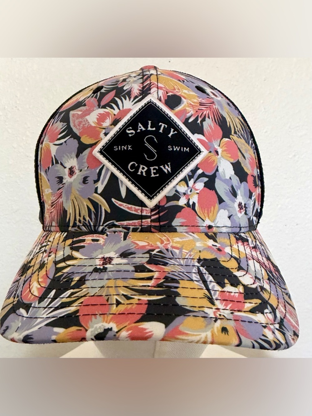 Salty Crew Women's Black Trucker Hat with Logo Tape